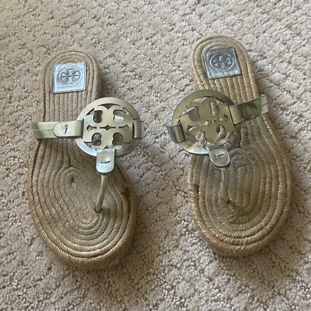 Tory Burch sandals silver with rope floor